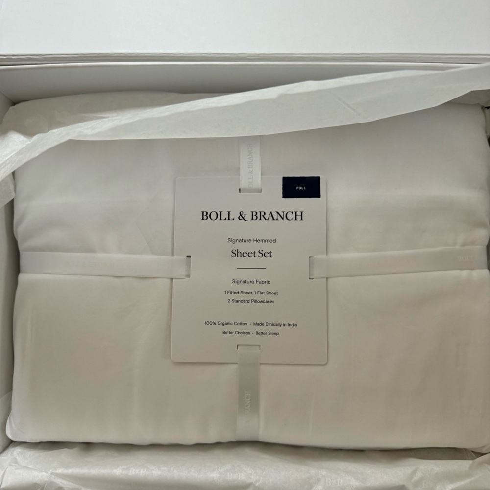 Boll & Branch NWT White Full Sheet Set